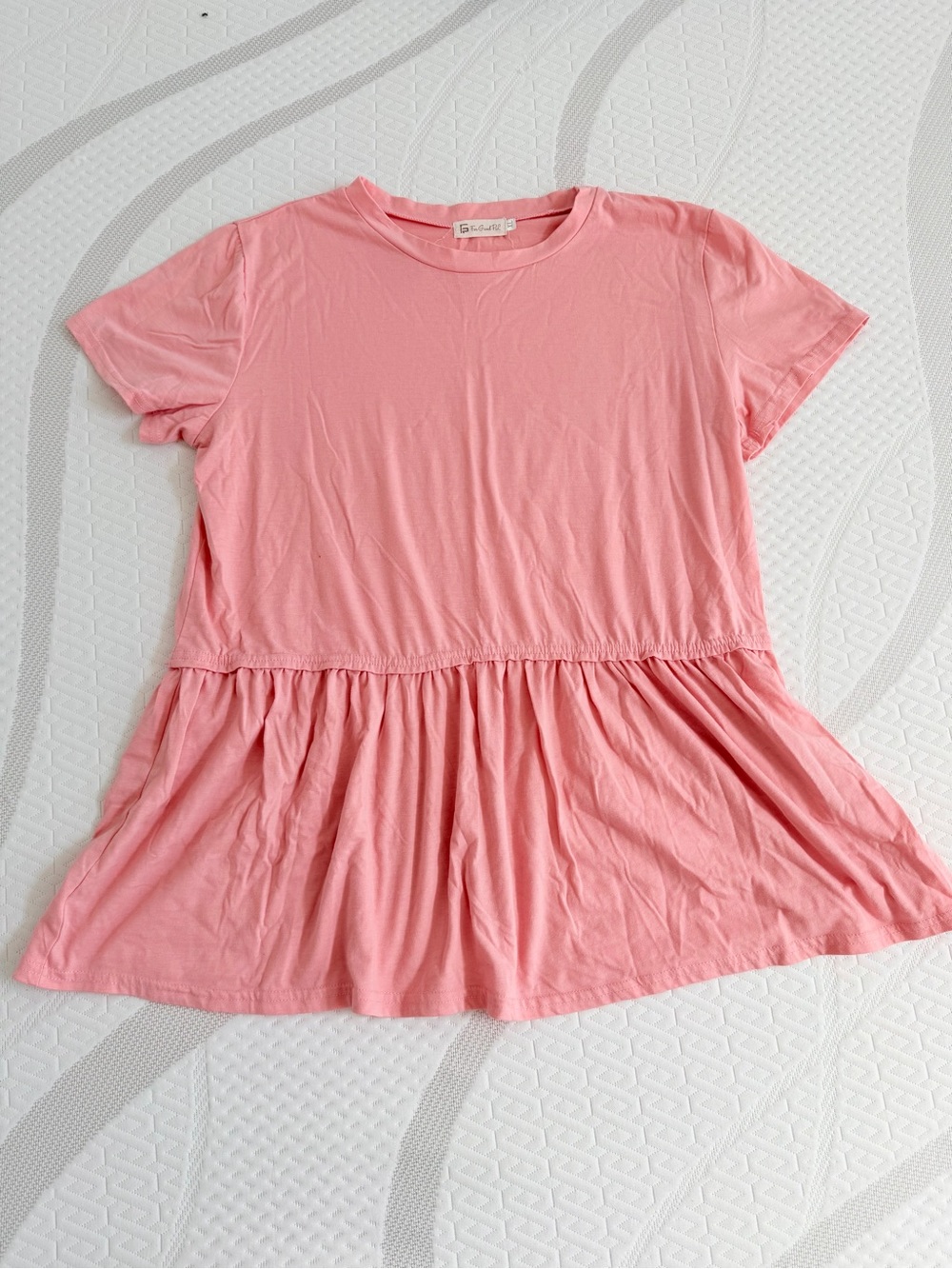 🌈6/$10 For G and PL Pink Short Sleeve Peplum Top Babydoll Ruffle Tee, Women's XL